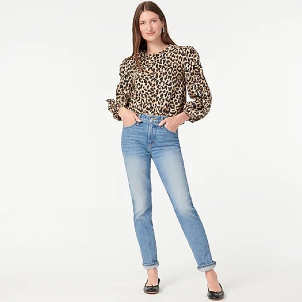 J. Crew Ruffle-sleeve Top In Leopard - Picture 2 of 14